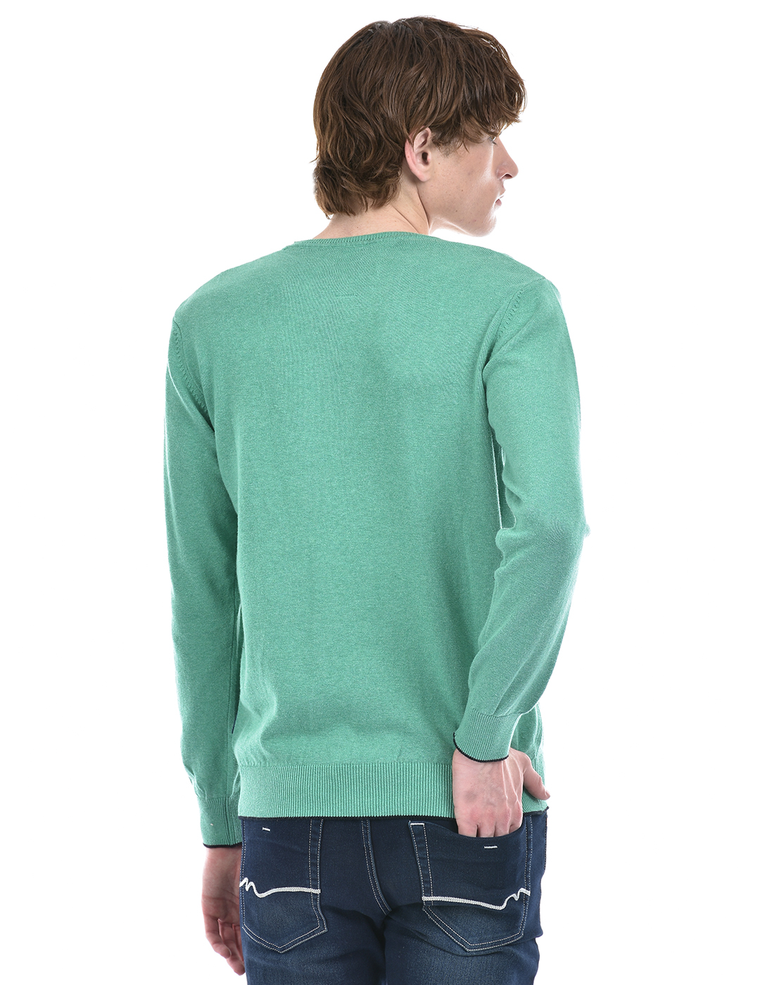 Numero Uno Men Solid Green Sweater